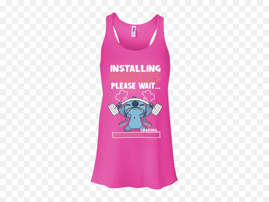 Lilo Stitch Installing Muscles Bella Canvas Flowy Racerback Tank - Stitch T Shirt Muscles Emoji,Lilo And Stitch Emoji