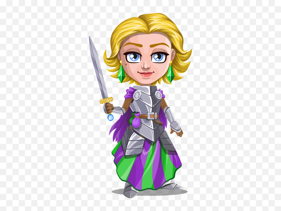 Woman Knight Warrior In Armor Holding A Sword - 2 Blonde Caricature Of Donya Leonora Emoji,Blonde Princess Emoji