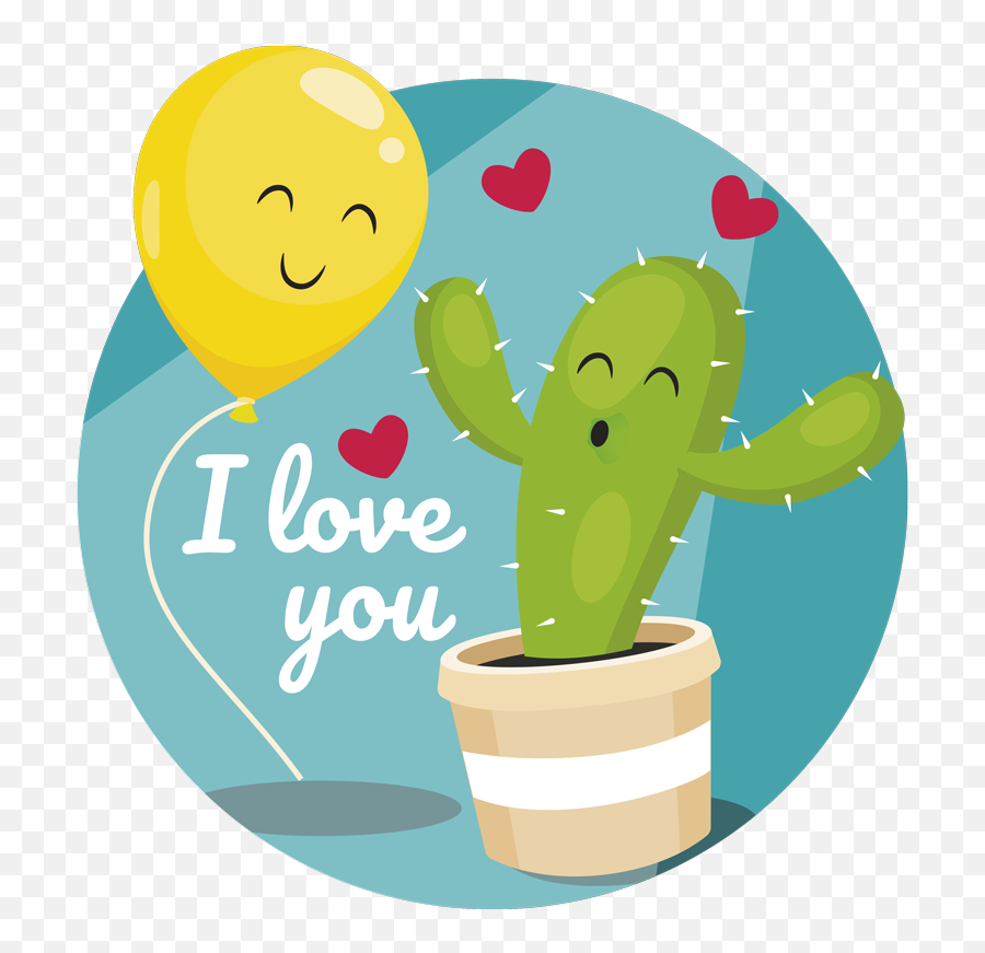 Cactus Balloon Illustration Wall Art Decal - Naruto Yamato X Shizune Emoji,Pac Man Emoji Iphone