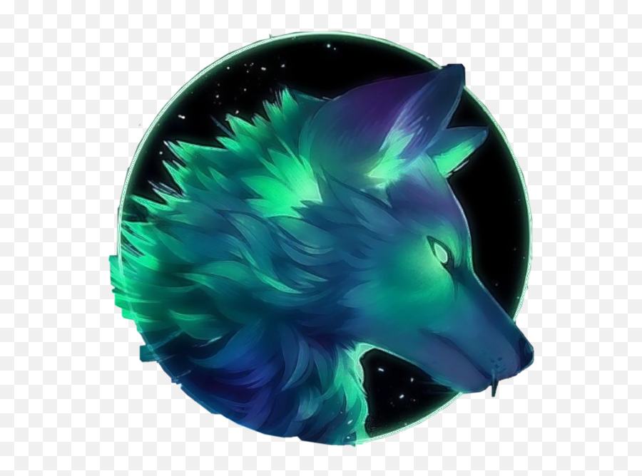 Wolf Galaxycircle Neonwolf Sticker By Kit - Kat Gamer Drawing Emoji,Wolf Emoji Png