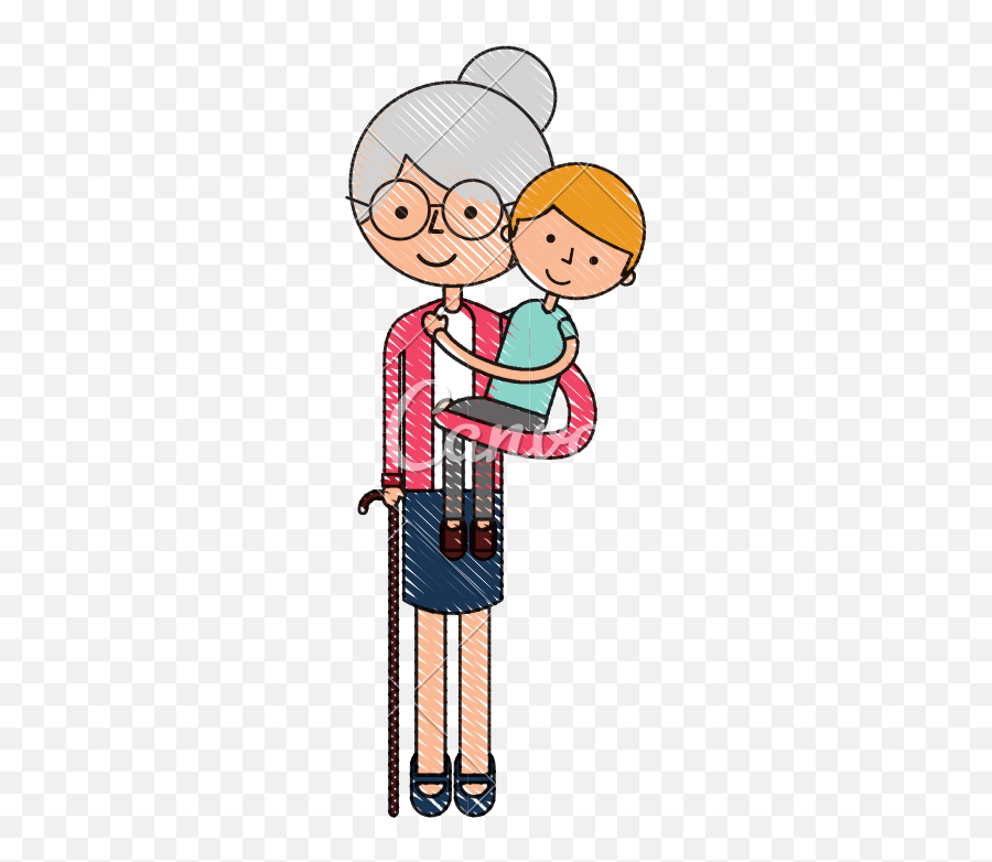 Cute Grandmother With Grandson Avatar - Cartoon Emoji,Emoji Grandmother