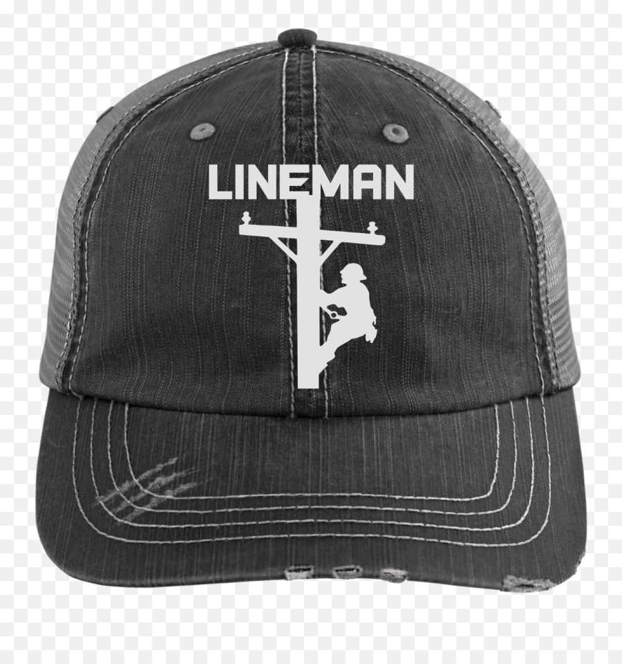 Lineman Pole Distressed Cap Hat - Hat Emoji,100 Emoji Clothing