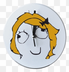 Round Wall Clock with printing Derpina - Girl Meme Face Png Emoji