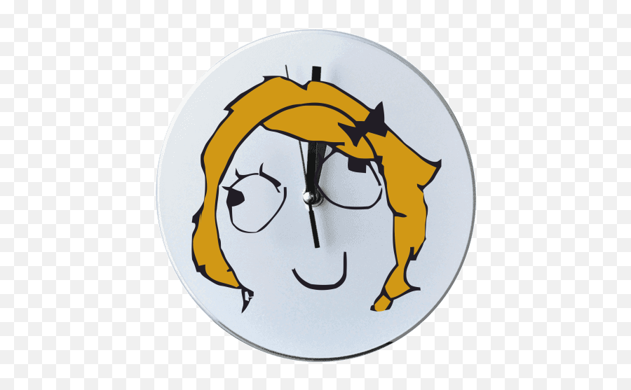 Round Wall Clock With Printing Derpina - Girl Meme Face Png Emoji,Emoticon Me Gusta