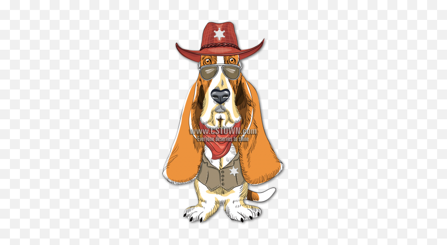 Long Ears Dog In Cowboy Hat Digital - Basset Hound Emoji,Nose Puff Emoji