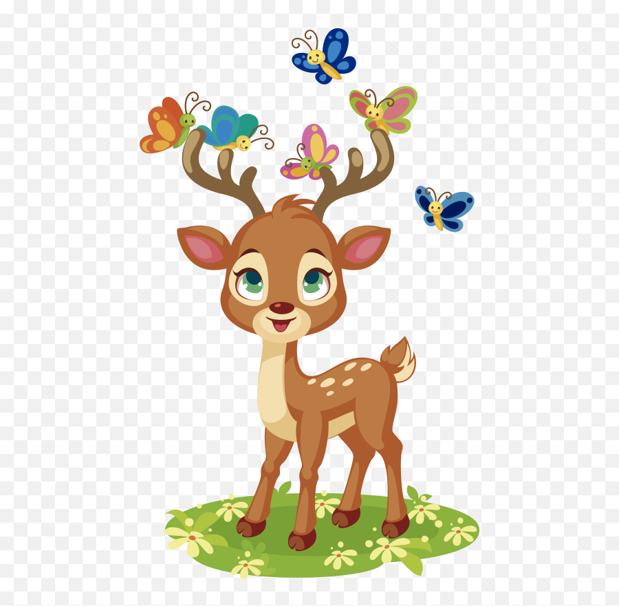 Animated Deer Illustration Wall Art - Animal Figure Emoji,Deer Emoji