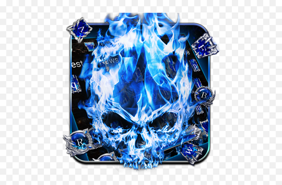 Blue Flame Ghost Skull Keyboard Theme 10001002 Apk Download - Vertical Emoji,Blue Flame Emoji