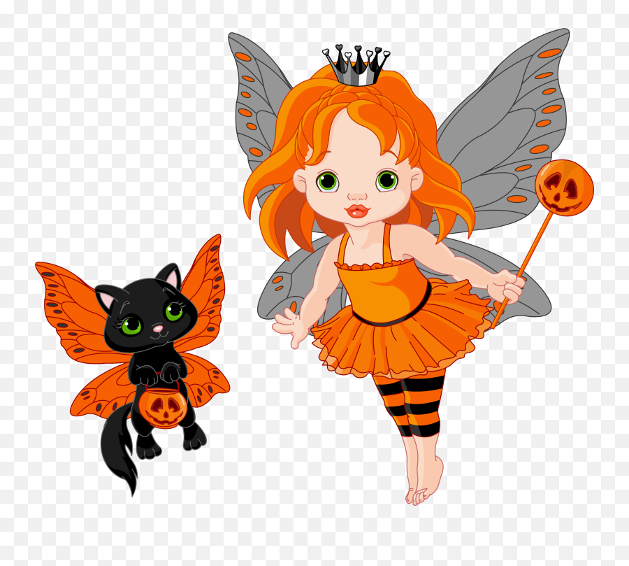 Transparent Halloween Fairy And Cat 0 Cliparts - Clipartix Fairy Halloween Clip Art Emoji,Fairy Emoji
