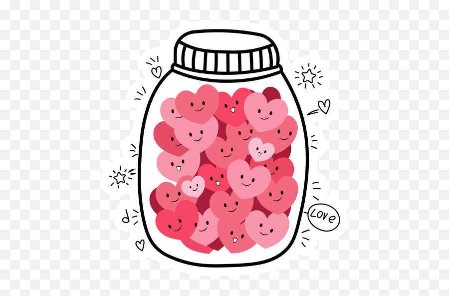 Jar With Love Hearts Sticker - Sticker Mania Love Bottle For Scrapbook Emoji,Hearts Emoji Pillow