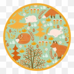Wood Creatures kids vinyl carpet - Dywan Dla Dzieci Z Motywem Lasu Emoji