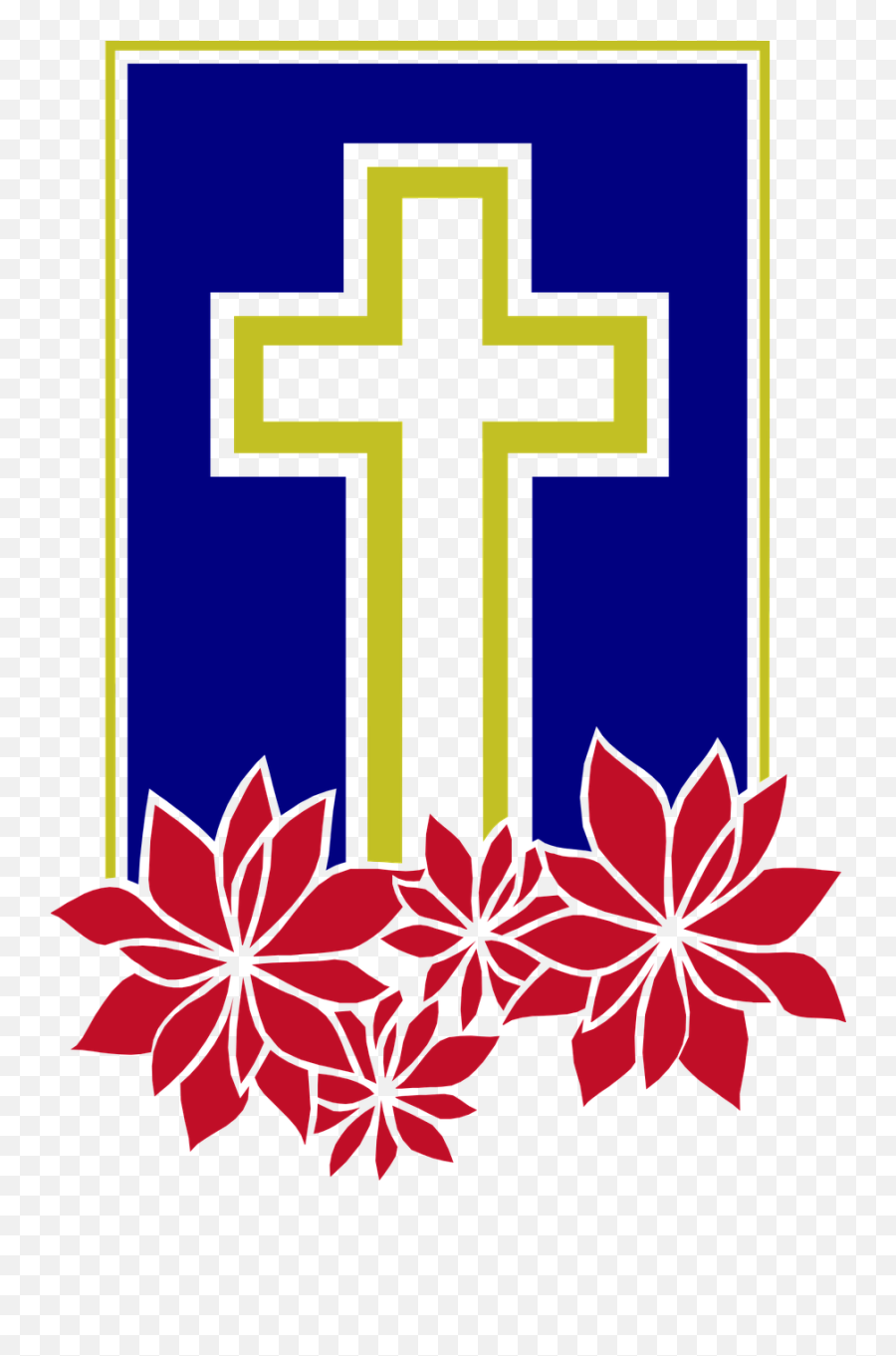 Christian Cross Decorated Religious - Poinsettia And Cross Clipart Emoji,Jesus Cross Emoji Symbol