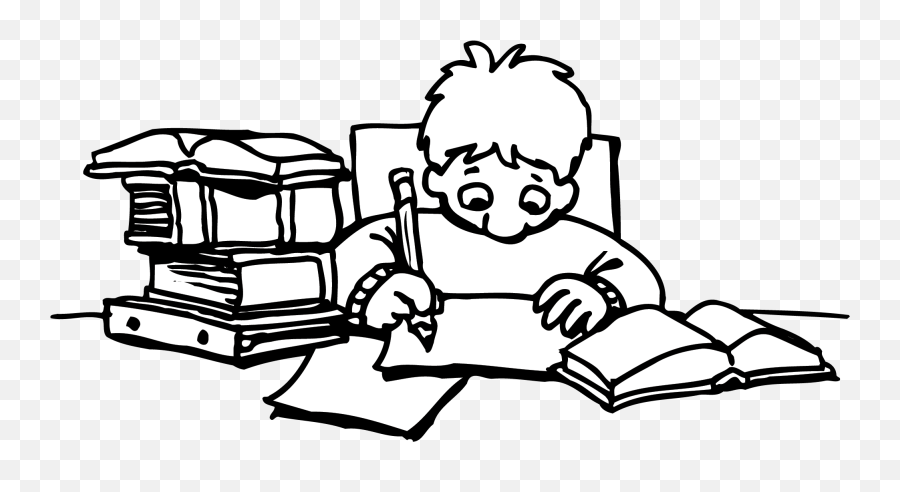 Child Doing Homework Png Black And White U0026 Free Child Doing - Kid Studying Clipart Black And White Emoji,Maplestory Emoji