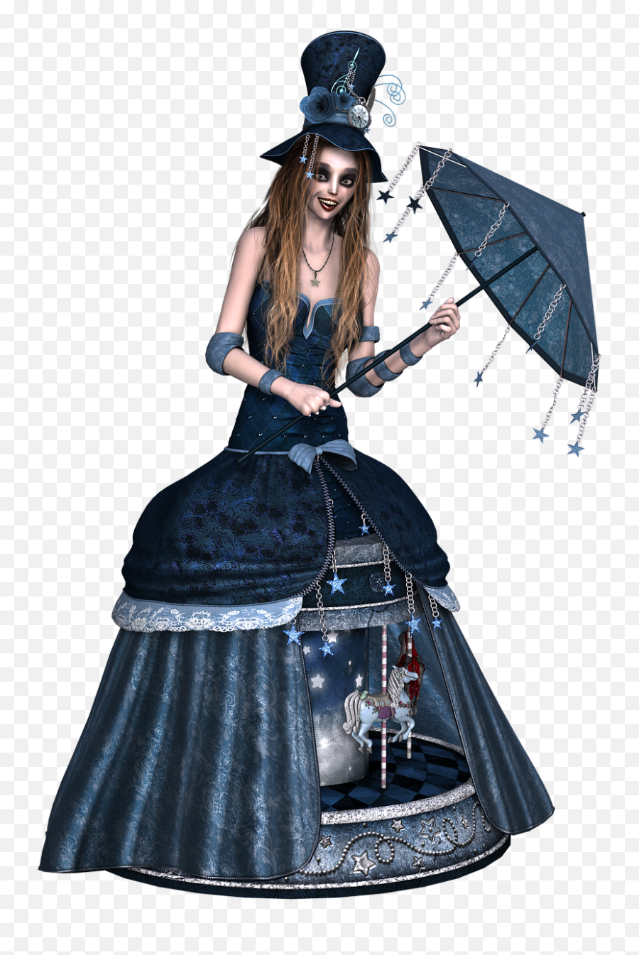 Girl Dress Steampunk Umbrella Laugh - Victorian Gothic Happy Birthday Emoji,Cap And Gown Emoji