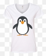 Happy Penguin Emoji Ladies V - Penguin Cartoon,Woke Emoji