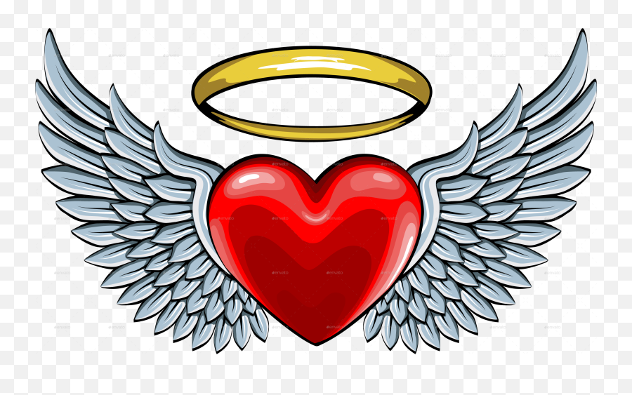 Png Angel Halo Picture - Angel Wings On A Heart Emoji,Angel Wings Emoji