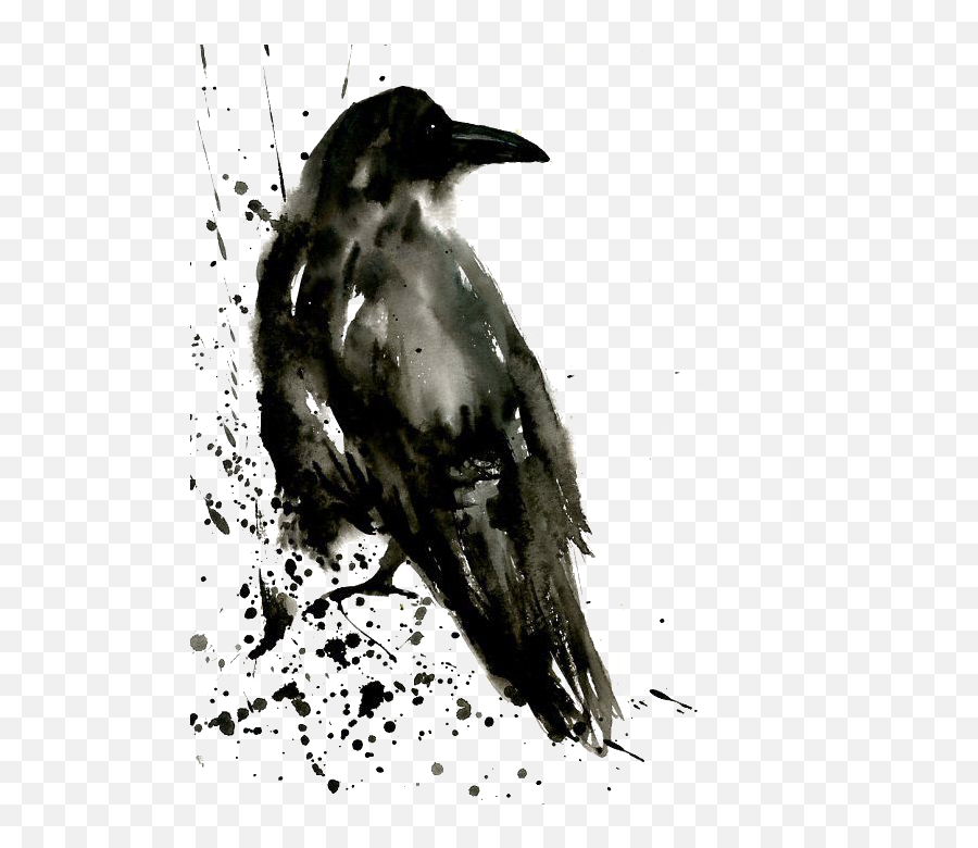 Download Tattoo Crow Watercolor Common The Shining Painting - Watercolor Crow Emoji,Crow Emoticon