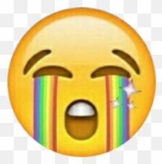 Cry Rainbow Emoji Iphoneemoji Rainbowcry Rainbowtears - Emoji Crying Purple,Rainbow Emoji