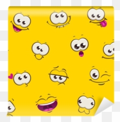 Cute Comic Seamless Pattern With Funny - Texture Emoji