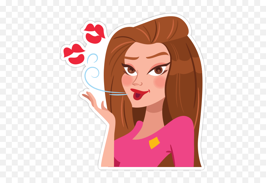 Girl Moods - Cartoon Girl Flying Kiss Emoji,Flying Kiss Emoji