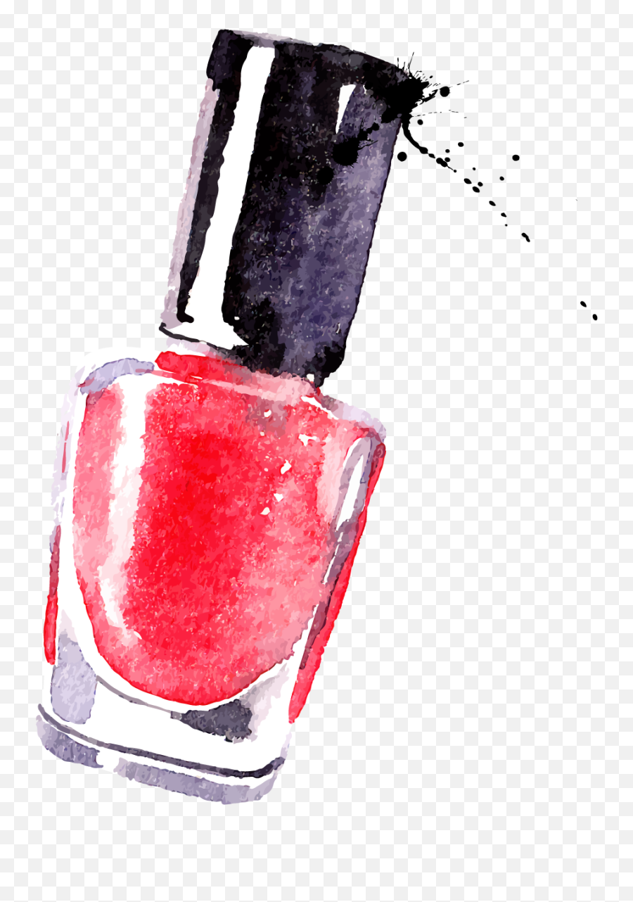 Watercolor Nail Cosmetics Polish Painting Drawing Clipart - Nail Polish Drawing Png Emoji,Nail Painting Emoji