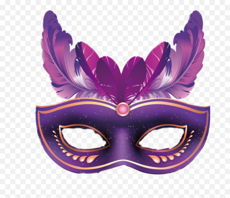Purple Gold Carnival Parade Mask Feathers Party Prom - Transparent Mardi Gras Mask Emoji,Parade Emoji