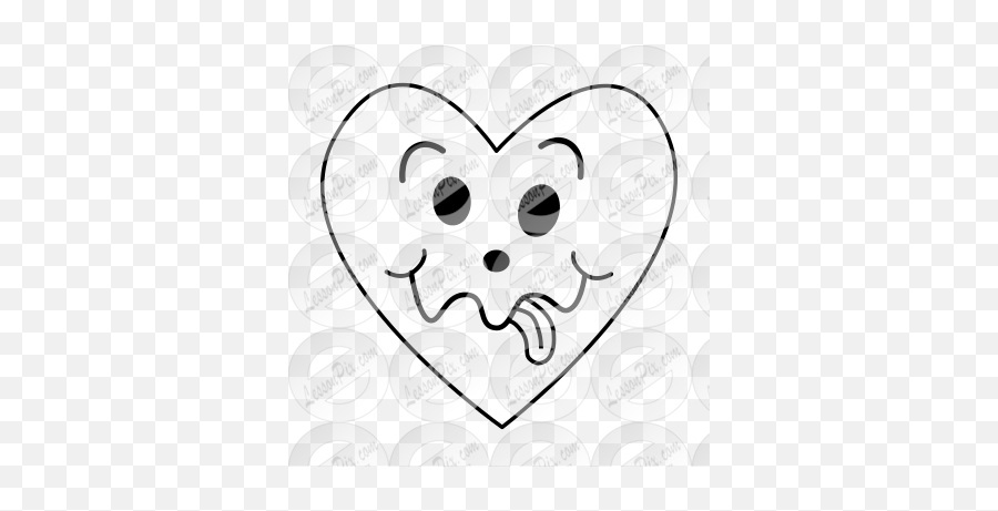 Silly Heart Outline For Classroom Therapy Use - Great Heart Emoji,Heart Outline Emoticon
