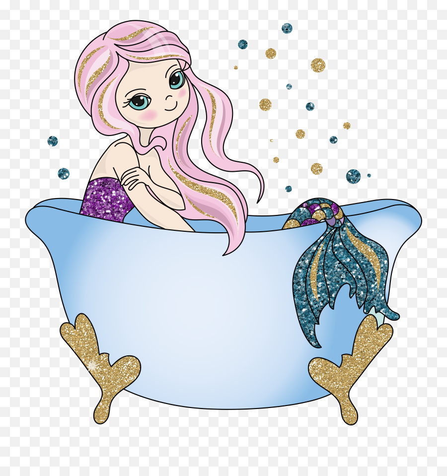 Mermaid Bathtub Bath Mermaidtail Dip Mermaidhair Glitte - Cartoon Emoji,Dip Emoji