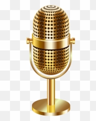 Microphone Clipart Glitter - Transparent Background Golden Png Emoji