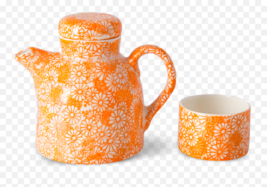 Teapot Individual Orange Crysanthemum - Mug Emoji,Teapot Emoji