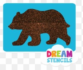 Grizzly Bear Glitter Tattoo Stencil - Emoji