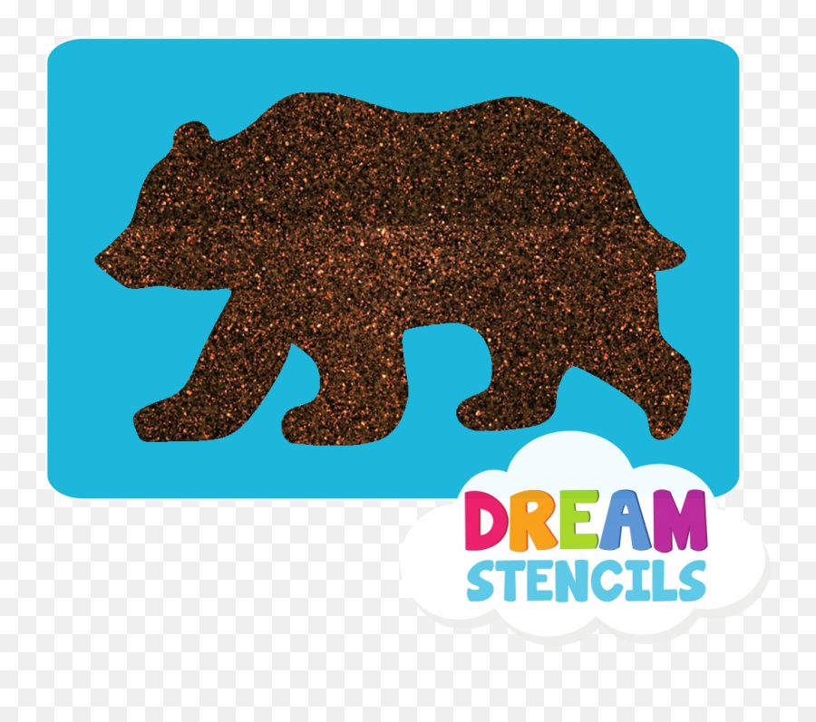 Grizzly Bear Glitter Tattoo Stencil - Stencil Emoji,Bear Fire Emoji