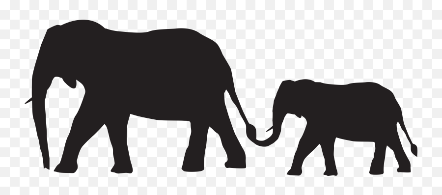 Indian Elephant African Elephant Silhouette - Mom And Baby Elephant Clipart Emoji,Elephant Emoji