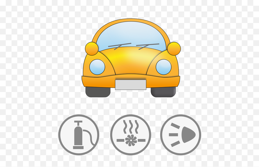 Yellow Car With Symbolic Signs - Vehicle Safety Png Emoji,Car Crash Emoji