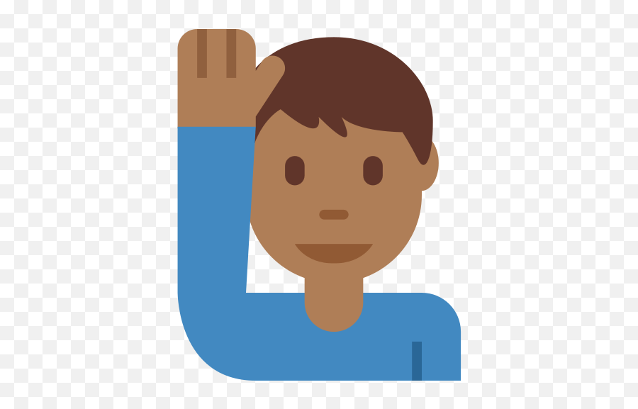 Man Raising Hand Emoji With Medium - Human Skin Color,Hand Chin Emoji