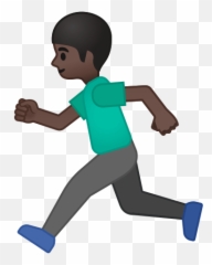 Man Running Emoji With Dark Skin Tone - Across Finish Line