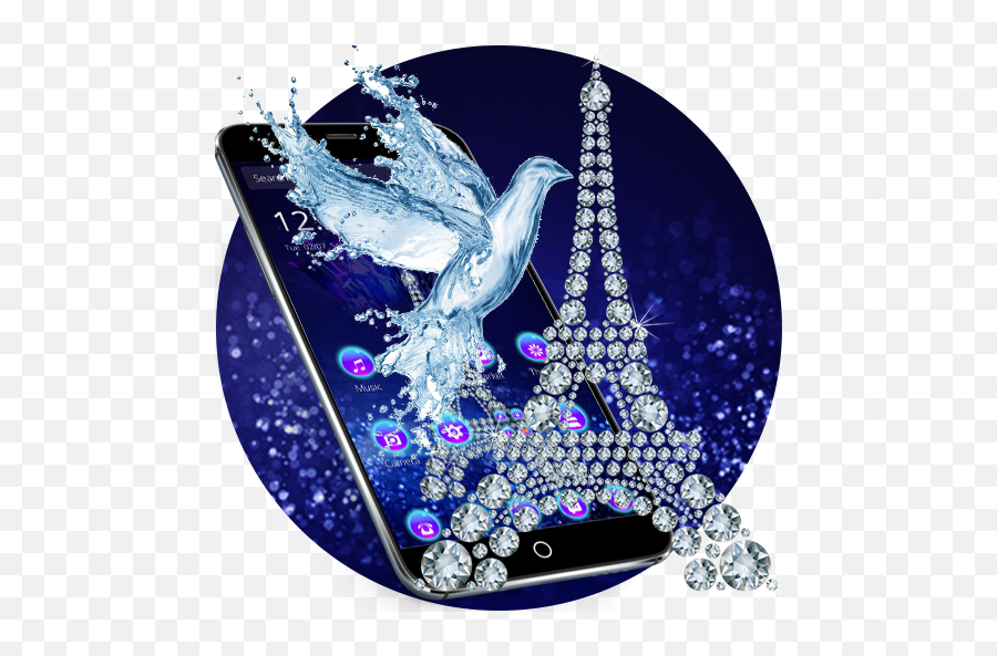 Download Night Sky Diamond Glitter Paris Eiffel Theme For - Hummingbird Emoji,Paris Flag Emoji