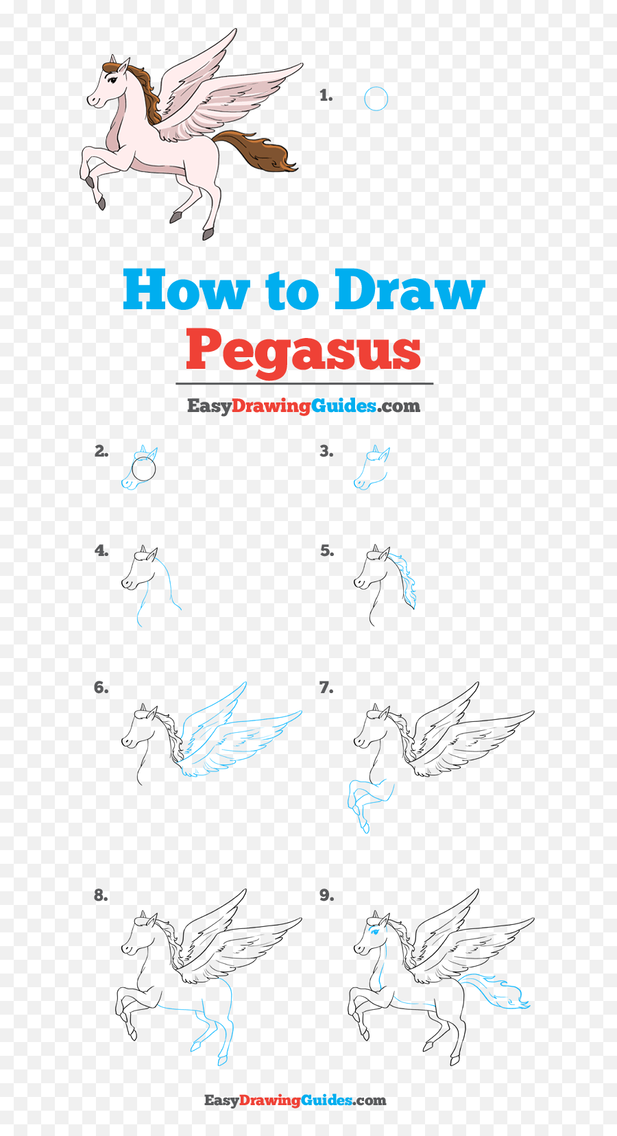 How To Draw Pegasus - Really Easy Drawing Tutorial Draw A Pegasus Easy Step Emoji,Pegasus Emoji