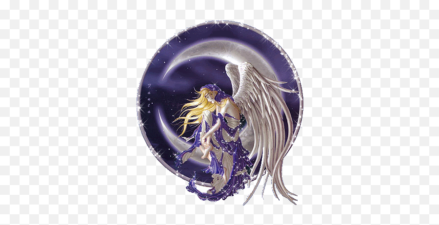 Moon Angel Gif - Moon Angel Wings Discover U0026 Share Gifs Angel Moon Emoji,Purple Moon Emoji