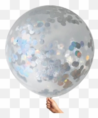 Iridescent u0026 Silver Confetti Jumbo Balloon - Balloons With Png Emoji