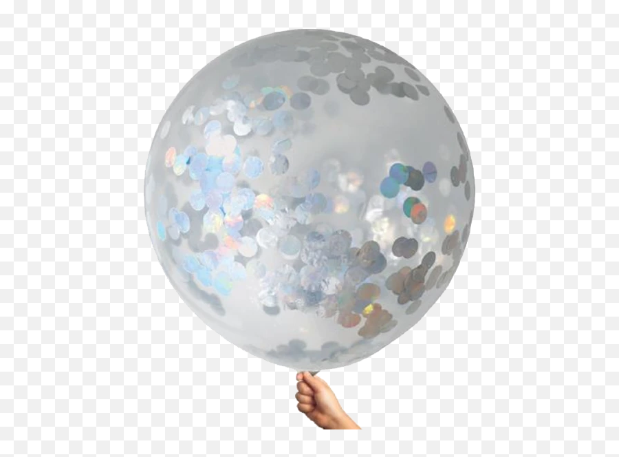 Iridescent U0026 Silver Confetti Jumbo Balloon - Silver Balloons With Confetti Png Emoji,Confetti Emoji