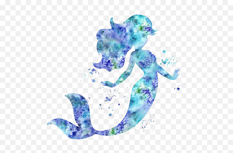 Download Silhouette Ariel Cinderella Watercolor Printing - Mermaid Invitations Emoji,Mermaid Emoticon