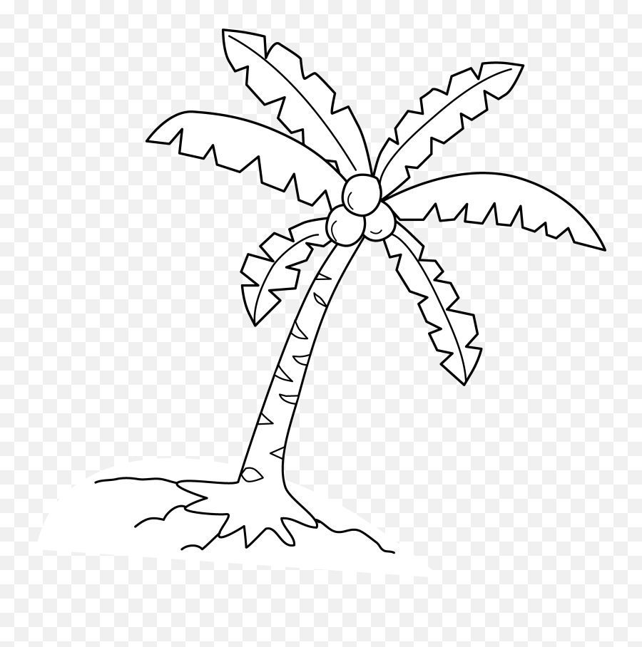 Palm Tree Leaves - Coconut Tree Vector White Png Download Coconut Tree Clipart Black Background Emoji,Palm Tree Emoji