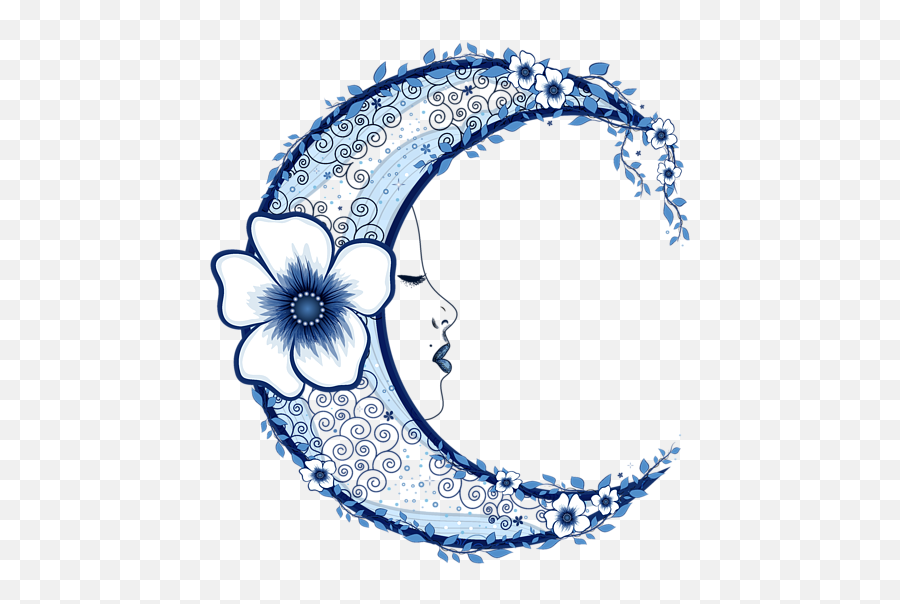 Drawing Of Crescent Moon Flowers Clipart - Full Size Clipart Crescent Moon With Flowers Emoji,Cresent Moon Emoji