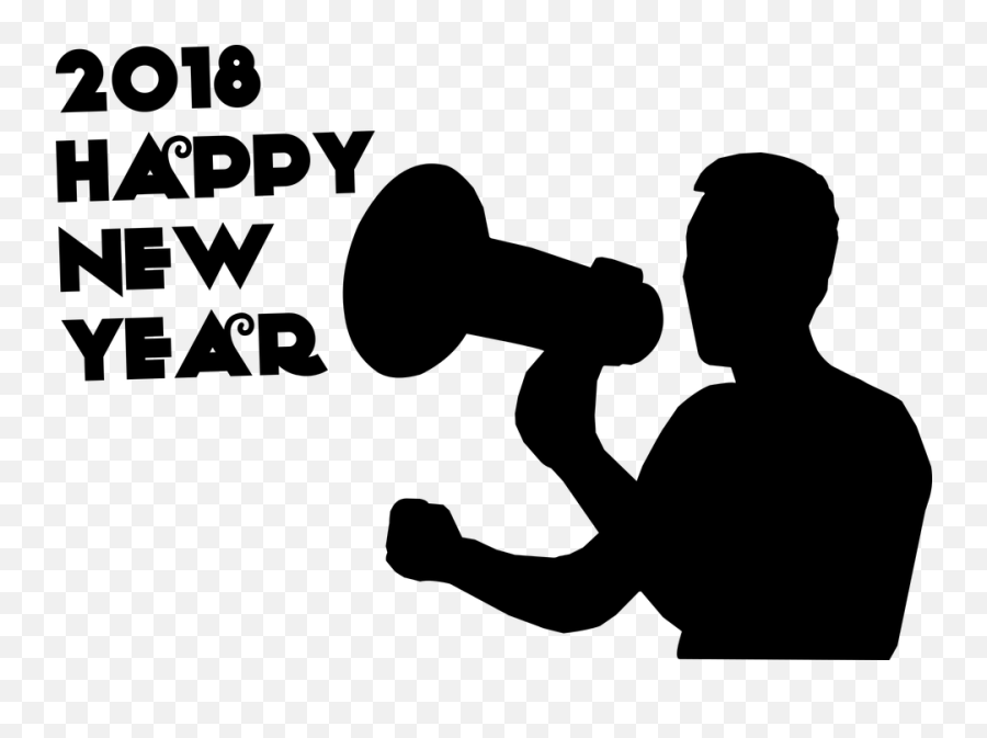Megaphone Silhouette Man Speaker - Shout Happy New Year Emoji,New Year Emotions