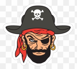 Blackbeard Pirate Mascot Sticker - Cartoon Pirate With Black Beard Emoji,Pirate Hat Emoji