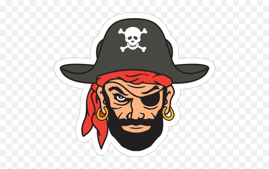 Blackbeard Pirate Mascot Sticker - Cartoon Pirate With Black Beard Emoji,Pirate Hat Emoji