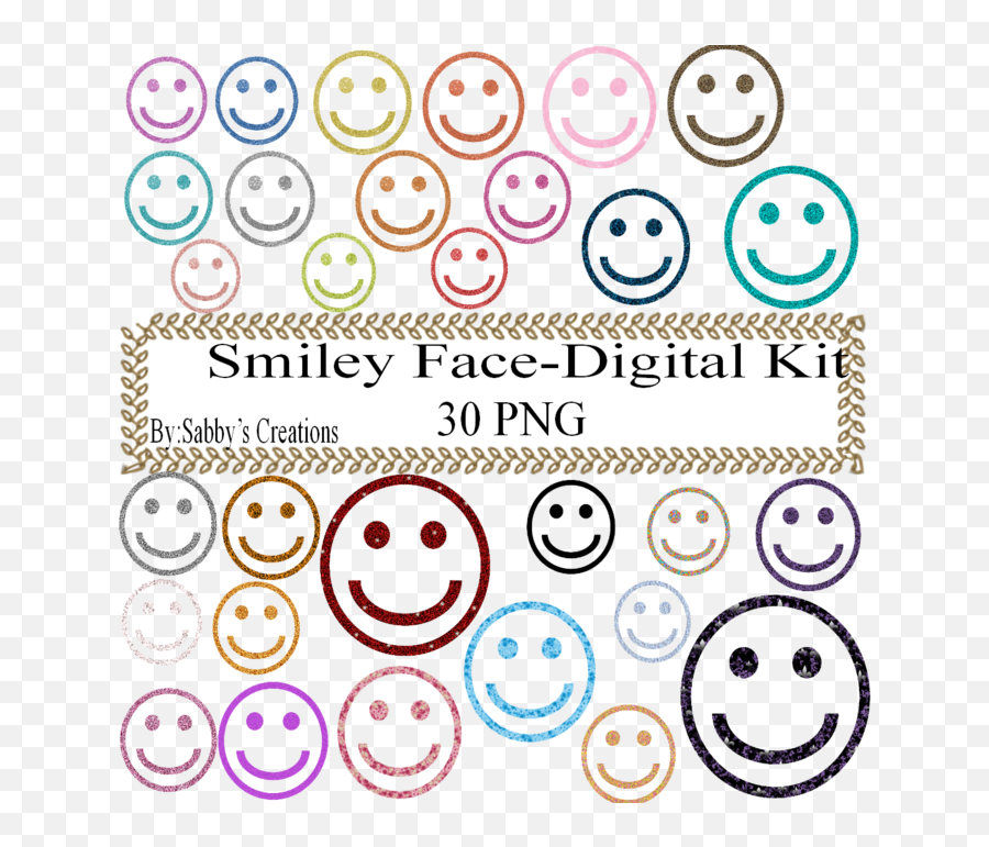 Glitter Smiley Face Digital - Happy Emoji,Glitter Emoticon