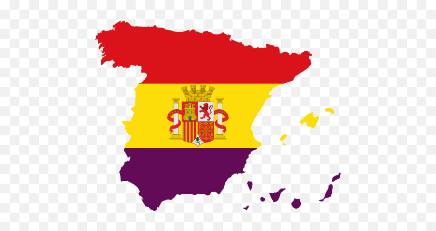 Spain With Second Spanish Republic Flag And Coat Of - Spain Flag On Map Emoji,Spain Flag Emoji