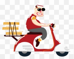 Pizza Fast Food Motorcycle Ride A To - Cartoon Moped Pizza Fast Delivery Cartoon Png Emoji,Scooter Emoji