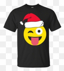 Emoji Christmas Shirt Tongue Out Wink Santa Hat Family Set - Design Hentai